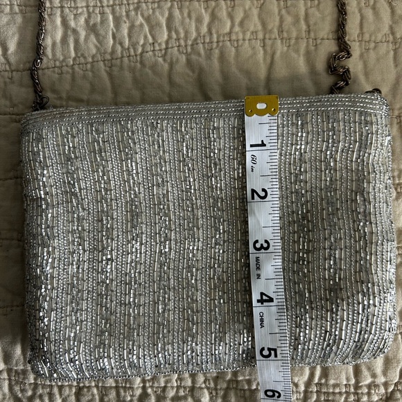 Vintage Magid 1960s Beaded Silver Art Deco Style Zip Closure Small Clasp - Picture 7 of 9